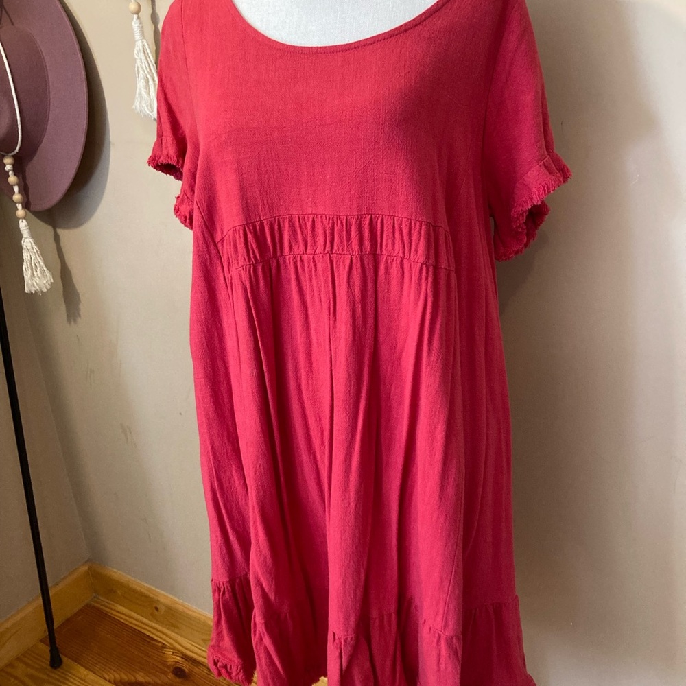 Umgee Red Ruffled Tiered Mini Sundress